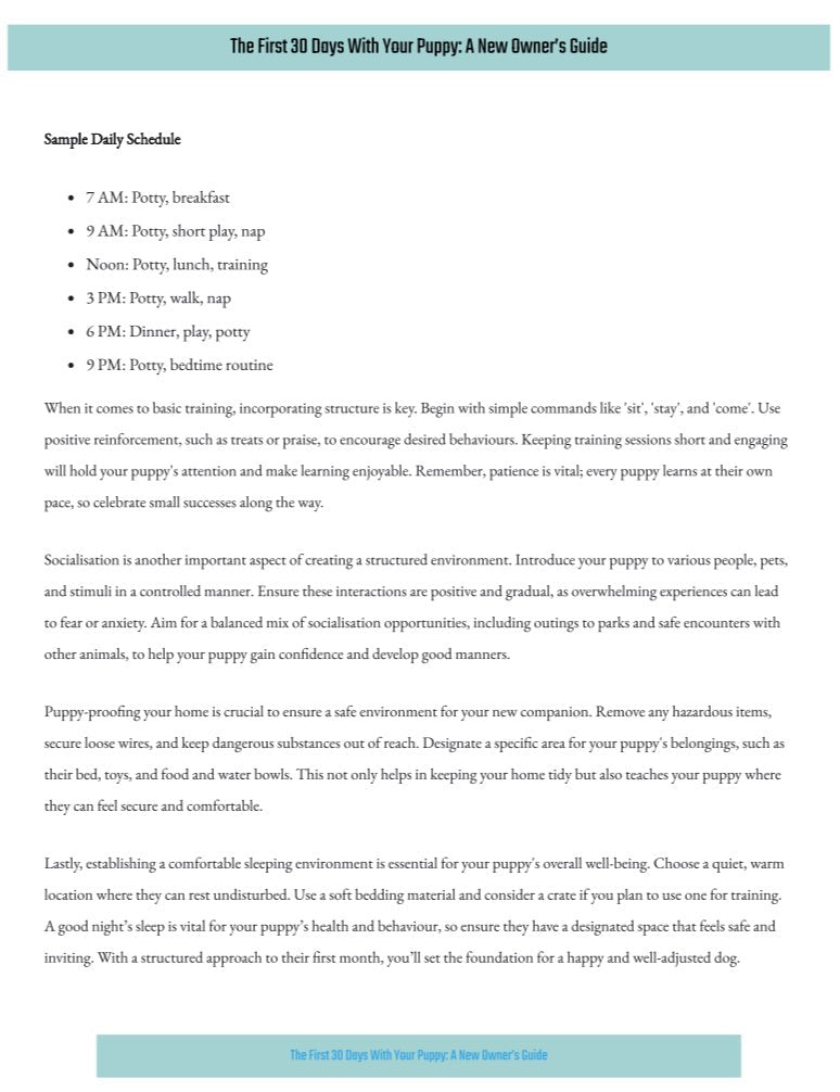 Puppy Parenting - The First 30 Days