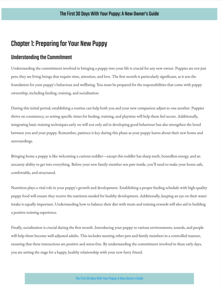 Puppy Parenting - The First 30 Days