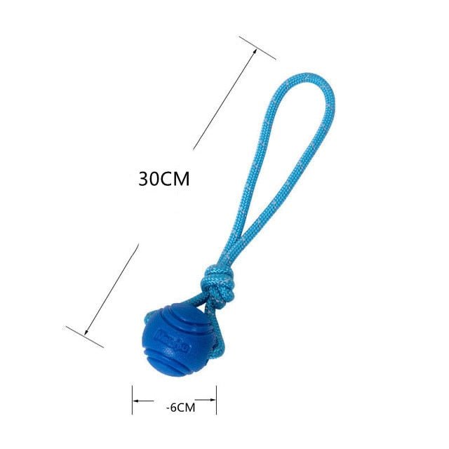 Dog Ball on Rope | Rubber throwing Ball – The Happy Paw Store